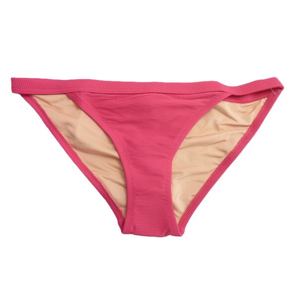 NWT J.Crew Swim Bikini Bottom Cheeky Swimsuit Hot Pink Ribbed S - Picture 1 of 5